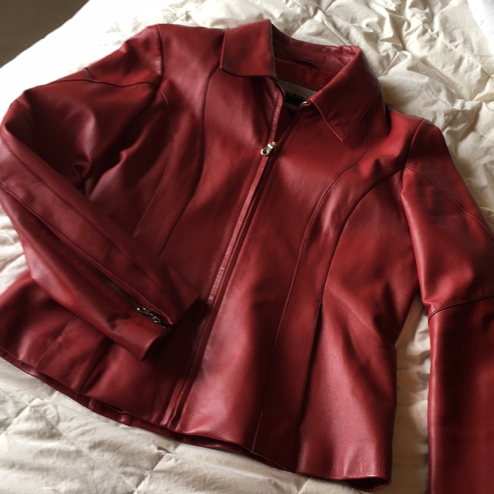 Red leather jacket